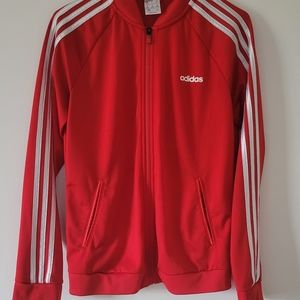Adidas red long sleeve zip up jacket